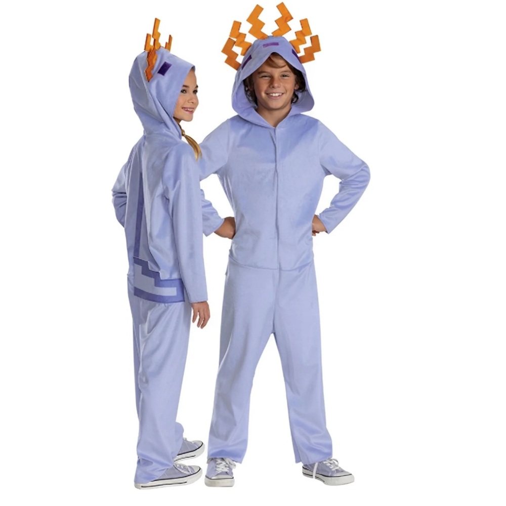 Disguise Kids Minecraft Axolotl Hooded Child Costume Jumpsuit Medium 7-8 NEW!